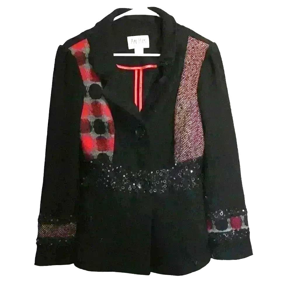 patch work mixed media wearable art blazer jacket​